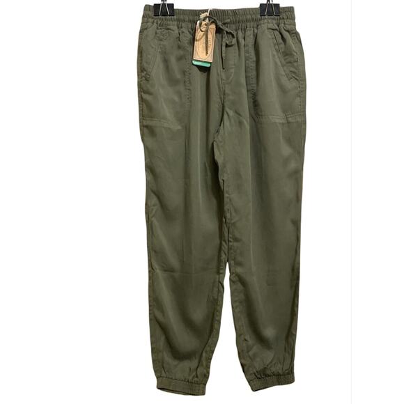 FAT FACE "LYME" Olive Green Cuffed TENCEL Lyocell Pants Joggers Sz 6S NWT - Picture 2 of 16